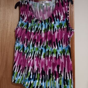 Colorful Abstract Print Sleeveless Top by Jones Studio